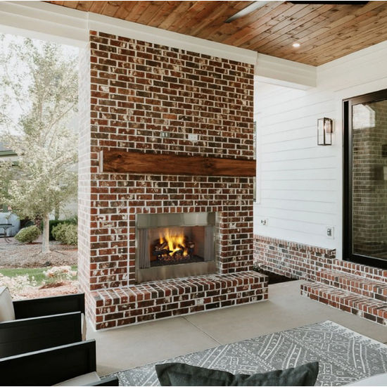 Outdoor Lifestyle Villawood 36" Outdoor Herringbone Refractory Wood Fireplace Interior