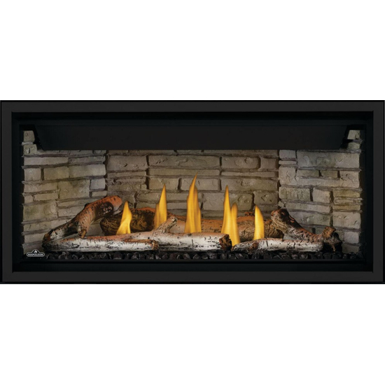 Napoleon Ascent Linear Premium-BLP42NTE-Direct Vent Gas Fireplace with Birch Log kit and Ledgestone Decorative