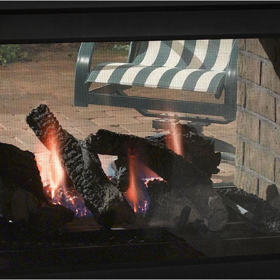Outdoor Lifestyle Twilight 36" Indoor/Outdoor See-Through Gas Fireplace Shown With Firescreen Front