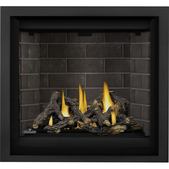 Napoleon Altitude X Series-AX36NTE-Direct Vent Gas Fireplace with Westminster Grey Standard and Split Oak Log Set