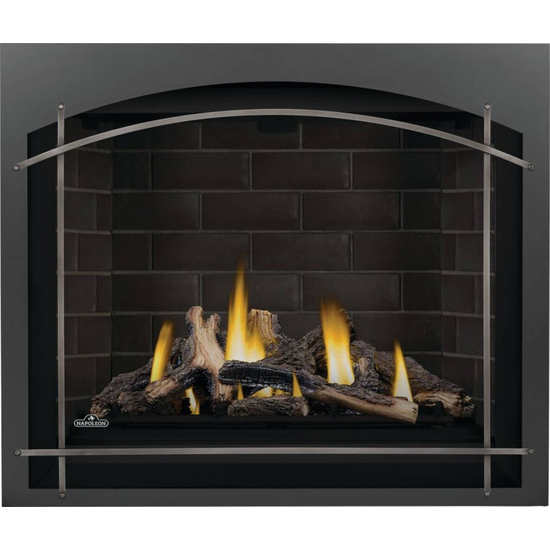Napoleon Altitude X Series-AX42NTE-Direct Vent Gas Fireplace with Newport Panel, Split Oak Log Set and Zen Font Front
