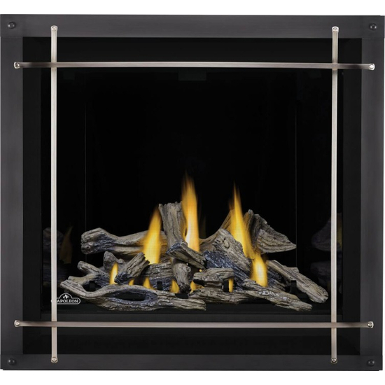 Napoleon Altitude X Series-AX36NTE-Direct Vent Gas Fireplace with Denali Premium Front, Rubbed Bronze and Straight Antique Pewter