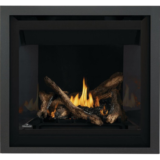 36 Inch Napoleon Altitude Series-A36-Direc Vent Gas Fireplace with Split Oak Log Set, Newport Decorative Panel, and Zen Front