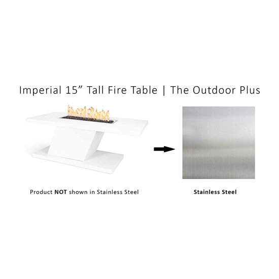 The Outdoor Plus Imperial Rectangular 15" Tall Stainless Steel Fire Table
