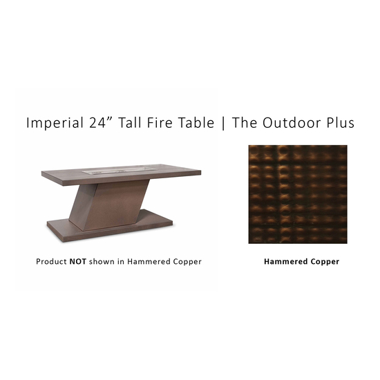 The Outdoor Plus Imperial Rectangular 24" Tall Hammered Copper Fire Table