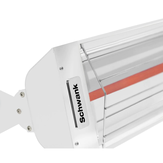 ElectricSchwank Indoor Outdoor Heater Model ES-1533 Stainless Steel | 1500 Watts | 240 V in White Close Up View