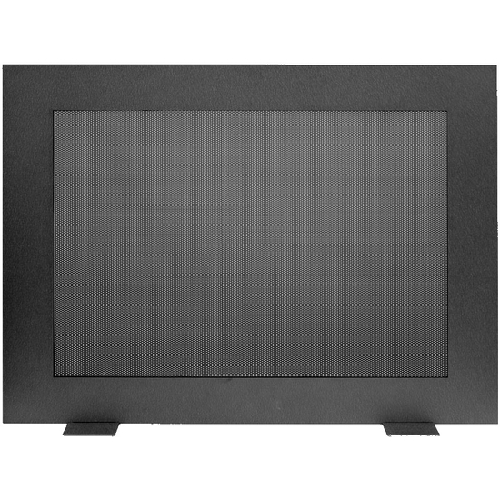 Saratoga modern fireplace screen shown in Textured Black with mesh screen
