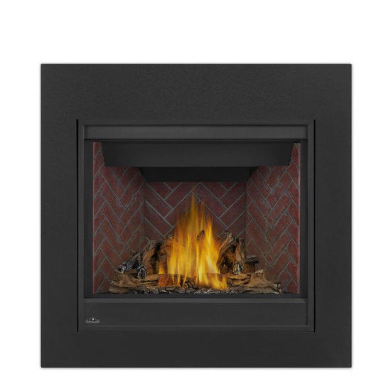 Napoleon Ascent X 36" Direct Vent Gas Fireplace-GX36NTR-1 with 3-Inch Trim Kit and Old Town Red™ Herringbone Decorative Panel