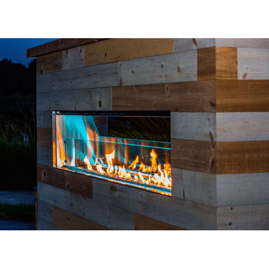 Firegear Outdoors LED Kalea Bay 60 Inches Linear Outdoor Fireplace | OFP-60LECO-NLED In Use Outdoor