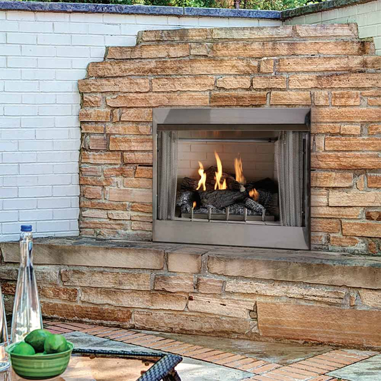 Carol Rose Coastal Collection Premium 42" Outdoor Fireplace in an outdoor living lifestyle
