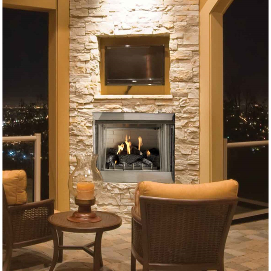 Carol Rose Coastal Collection Premium 36" Outdoor Firebox in overlooking patio