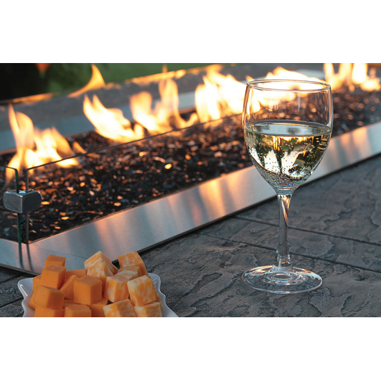 Carol Rose Coastal Collection Linear 48" Outdoor Fire Pit with wind deflector close up
