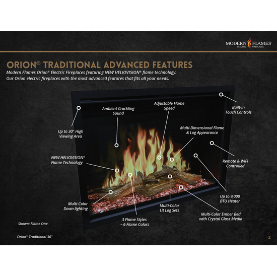 Modern Flames Orion Traditional Heliovision Fireplace Features