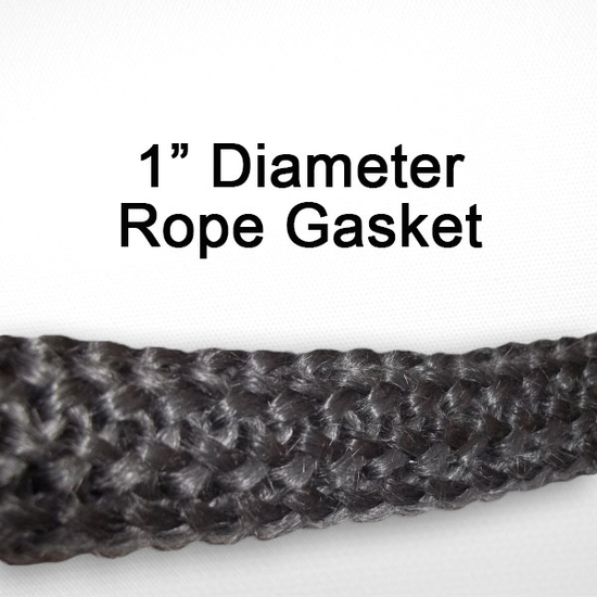 1" black graphite impregnated rope gasket for wood stoves.