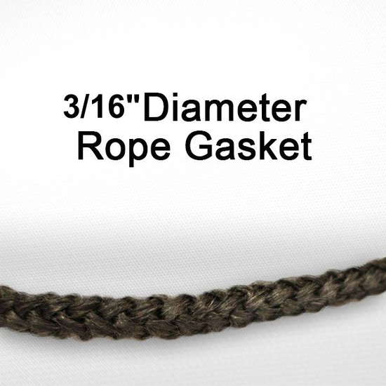3/16" black graphite impregnated rope gasket for wood stoves.