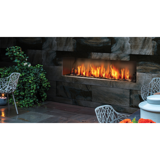 Barbara Jean Collection 72" Single-Sided Linear Outdoor Fireplace OFP7972S1 in a Patio