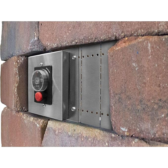 Firegear Control Panel Designed For Use When Building Fire Pit Out of SRW/Architectural Block/Pavers | ESTOP-CP-KIT Installed