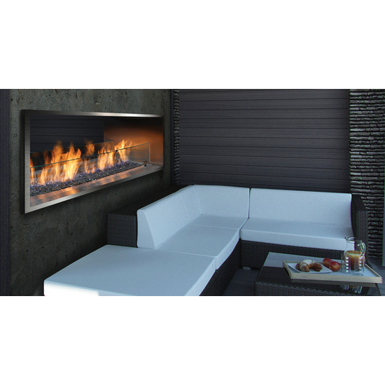 Barbara Jean Collection 48" Single-Sided Linear Outdoor Fireplace OFP5548S1 in See-Through Style with Surround