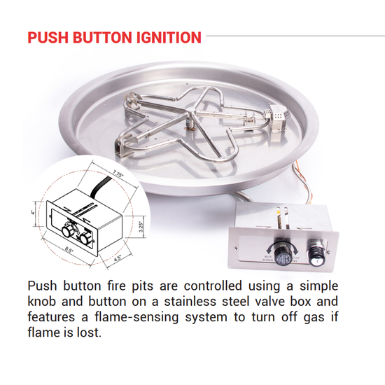 HPC Round Bowl FPPK Series Push-Button Ignition Fire Pit Insert | xxx-PENTAxxFPPK-FLEX-xx Description