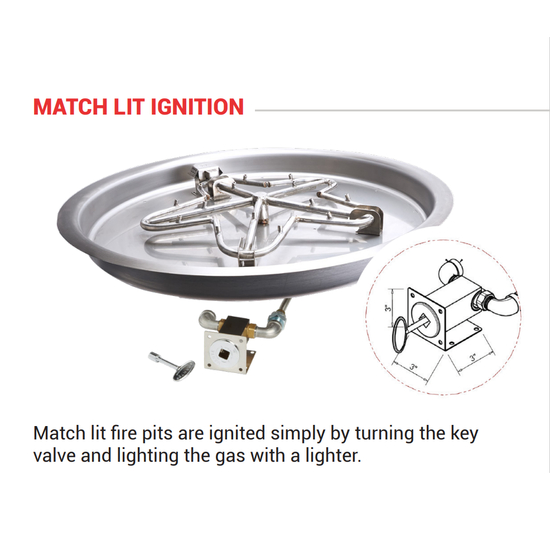HPC Round Bowl MLFPK Series Match-Lit Ignition Small Tank Fire Pit Insert | xxx-PENTAxxMLFPK-FLEX-LP-ST Description