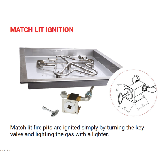 HPC Square Bowl MLFPK Series Match-Lit Ignition Fire Pit Insert | xxx-MLFPKxxSQBL-FLEX-xx Description