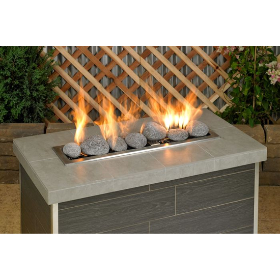 Tumbled Extra Large Gray Lava Stones in Linear Fireplace