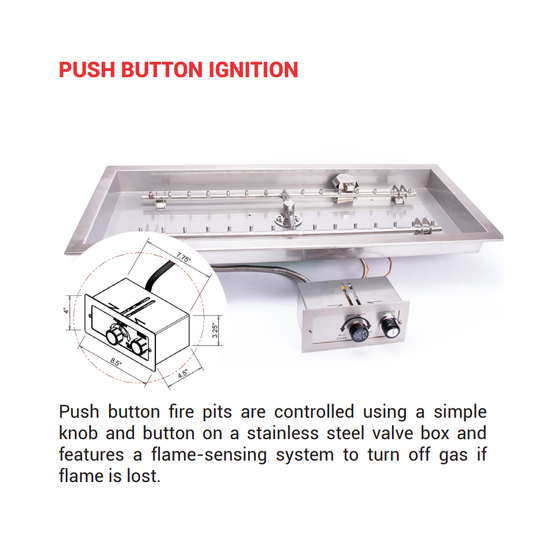 HPC H-Burner FPPK Series Push-Button Ignition Small Tank Fire Pit Insert | TOR-FPPKxxXxx-H-FLEX-LP-ST Description