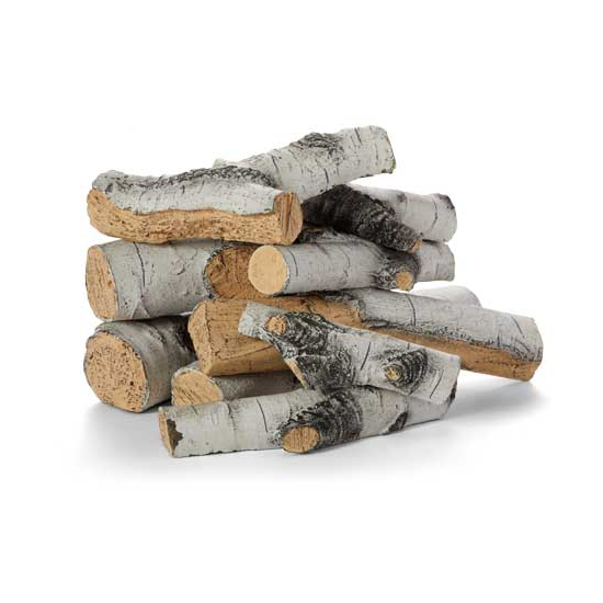 HPC Outdoor Fireplace Dual Step 36" Burner, Grate and Log Kit | DBOF Aspen Birch Outdoor Fire Logs