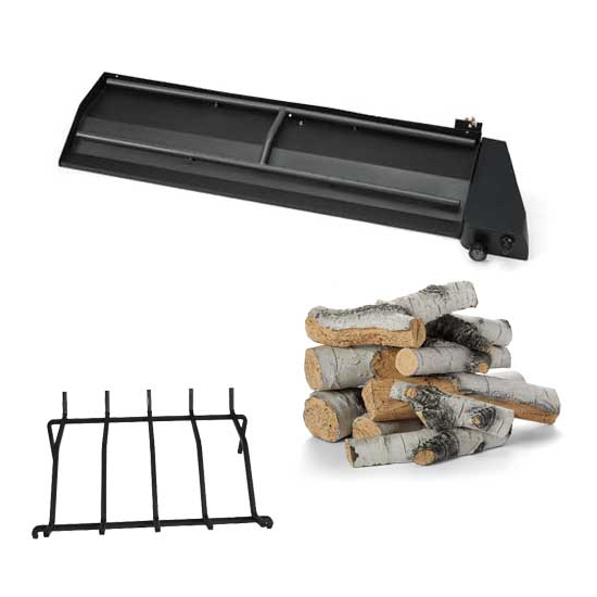 HPC Outdoor Fireplace Dual Step 36" Burner, Grate and Log Kit | DBOF Aspen Birch Kit
