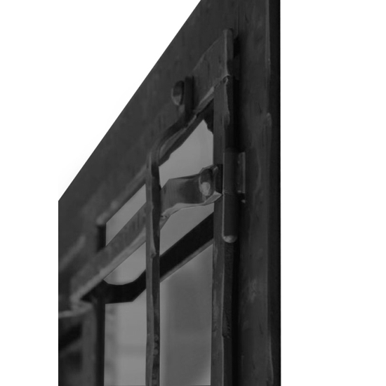 Allegheny Masonry Fireplace Door Offset Decorative Rail Detail in Matte Black