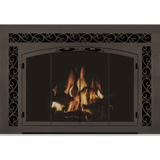 The Cascadian Arch Conversion Masonry Fireplace Door (in Weathered Brown finish) can only be installed on a masonry fireplace.