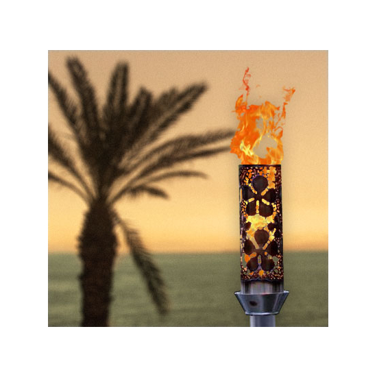 Plumeria tiki torch with vulcan ignition