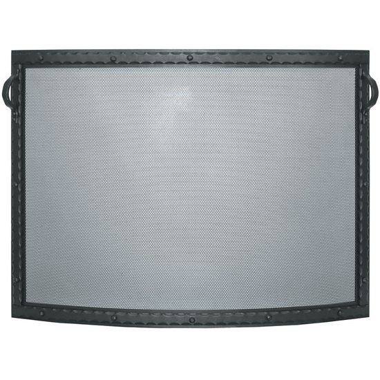 Denali Convex Single Panel Fireplace Screen shown in Textured Black powder coat finish