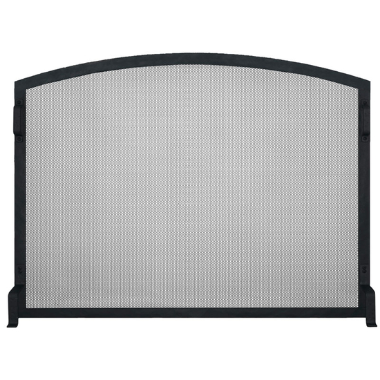 Arch Single Panel Fireplace Screen shown in Textured Black powder coat