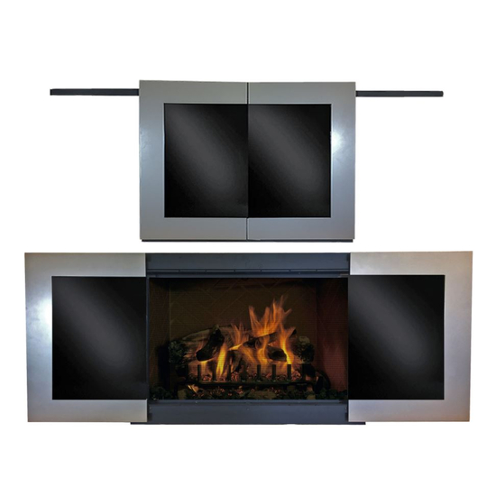 Moderne Fireplace Door With Doors Closed - Rustic Black Frame And Sterling Doors