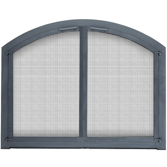 Cascade Arched Air Sealed Masonry Fireplace Door in Matte Black
