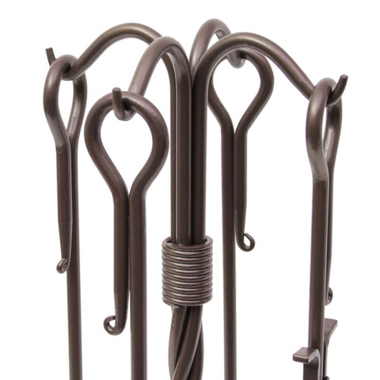 Top detail on the stand for the Traditional Fireplace Tool Set In Burnished Bronze