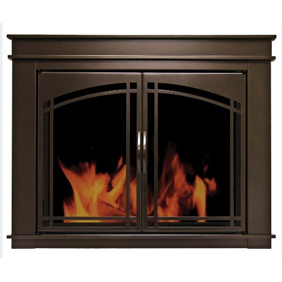 Farnworth Masonry Fireplace Door in Oil Rubbed Bronze finish - shown without riser bar