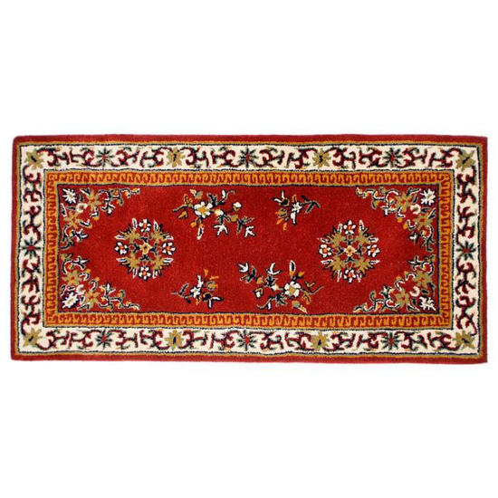 Crimson Oriental Rectangle Wool Hearth Rug 56 x 26 Inch