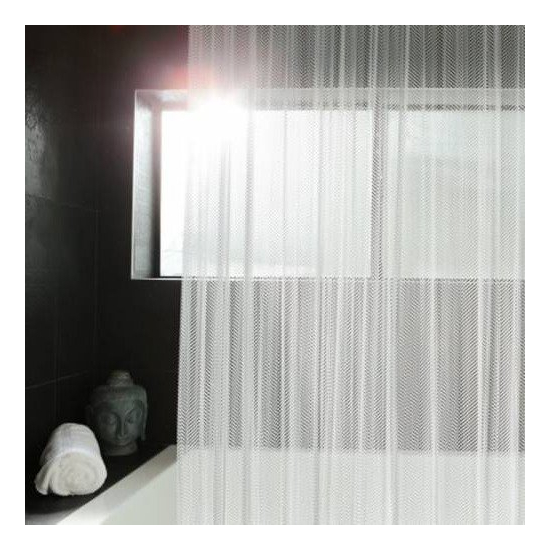 Brite Pearl Grey Serenity Mesh Shower Curtain
