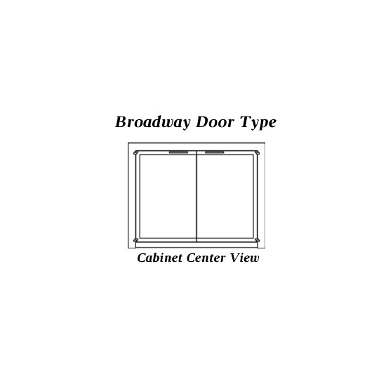 The Broadway Reveal masonry fireplace door cabinet style doors with center view glass panels