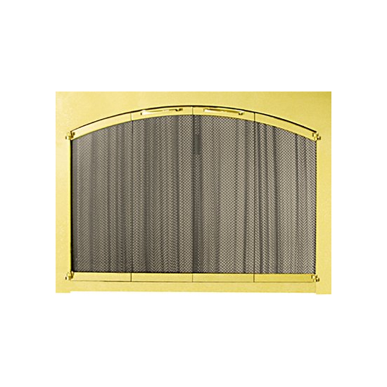 Ovation arch conversion masonry fireplace door in Polished Brass