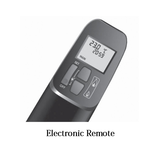 Optional electronic remote that controls temperature, flame height and more!