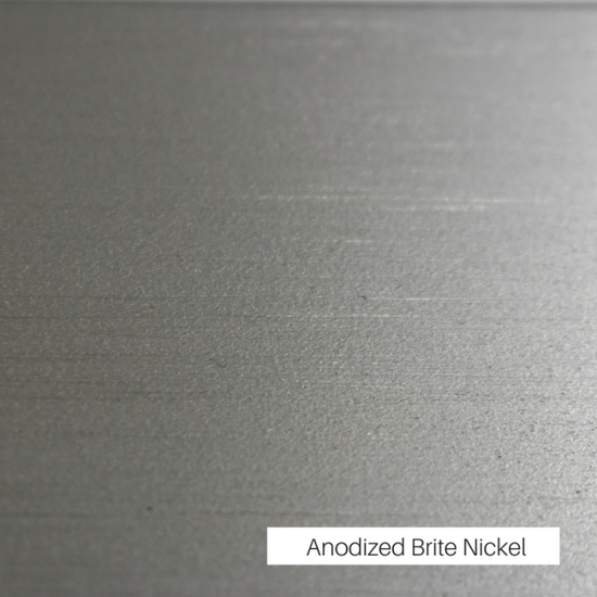 A contrasting Brite Nickel anodized finish has been selected as the trim around the frame