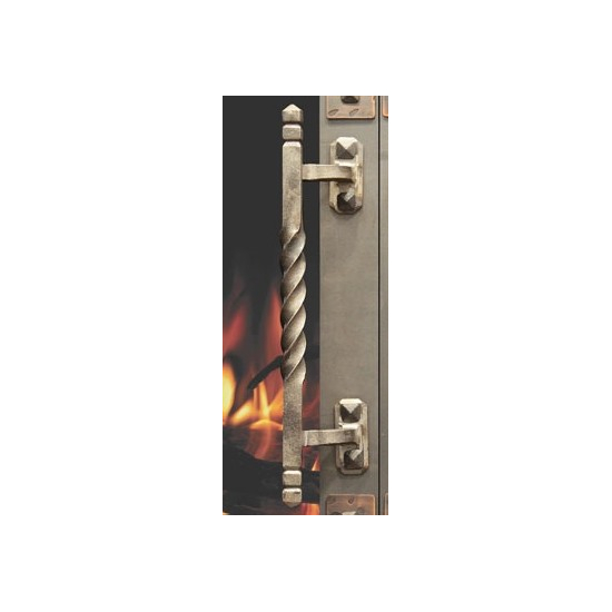 The Architectural handle style is exclusive to the Ancient masonry fireplace door!