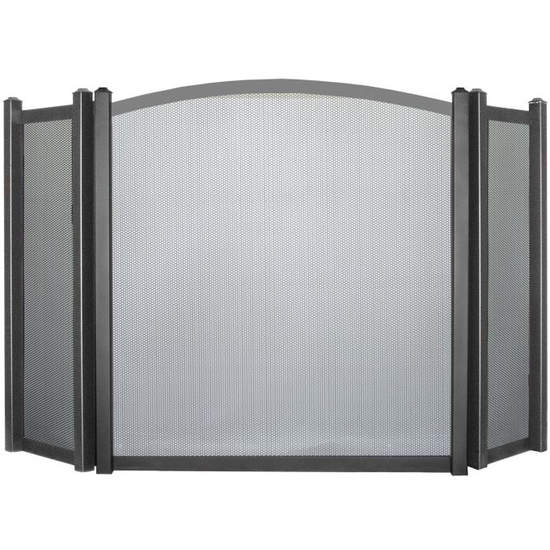 Appalachian Triple Panel Arched Fireplace Screen shown in Charcoal