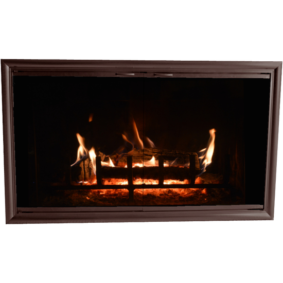 Phoenix 4 sided overlap fit fireplace door shown in Ancient Age