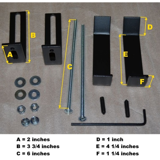 Hardware specs for fireplace door mounting hardware by Stoll