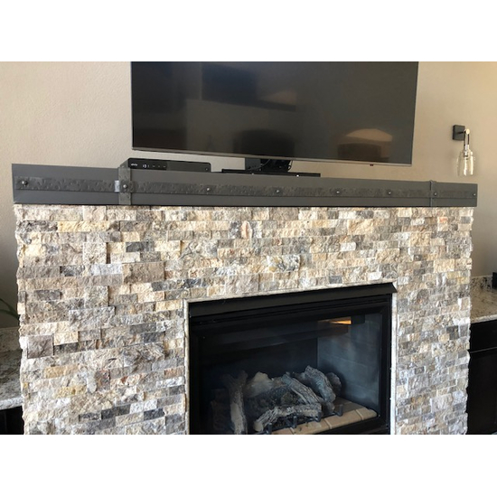 Customer submitted photo: Allegheny Steel Mantel Shelf in Antique Grey