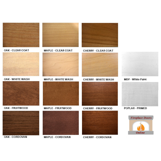 Group image of the wood species and stains available
